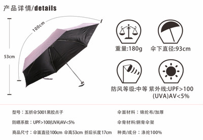【黑膠點(diǎn)子三折傘 超輕折疊防紫外線晴雨傘】?jī)r(jià)格,廠家,圖片,雨衣,上虞市太陽雨制傘廠-